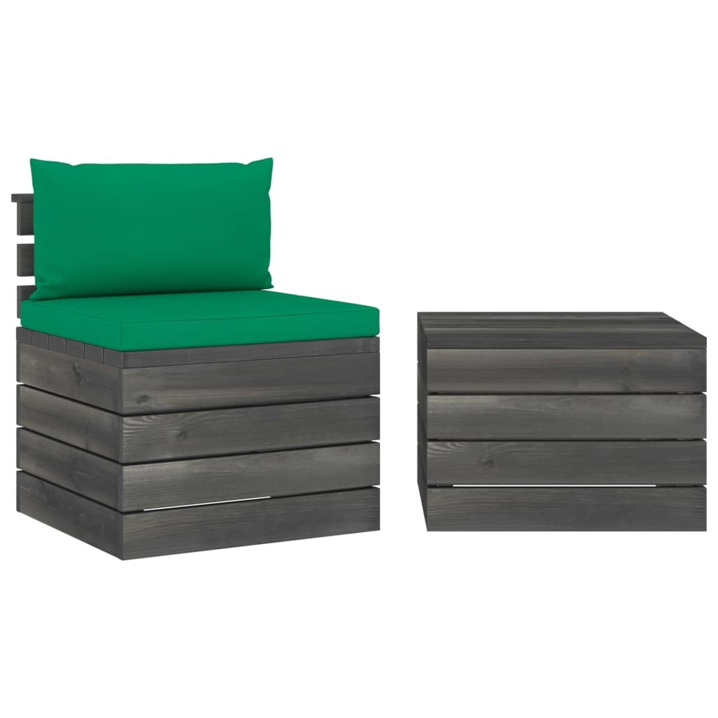 VidaXL 2-delige Loungeset met kussens pallet massief grenenhout