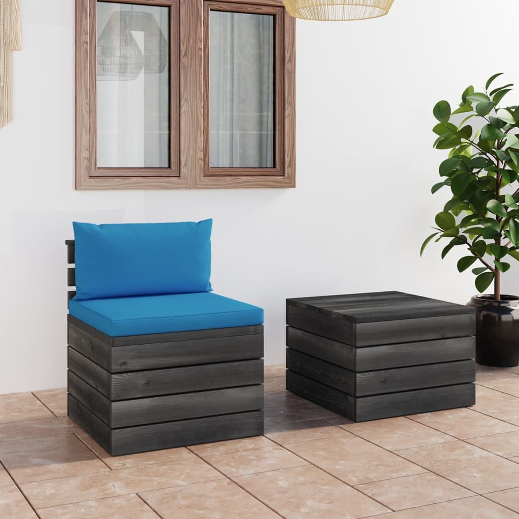 VidaXL 2-delige Loungeset met kussens pallet massief grenenhout