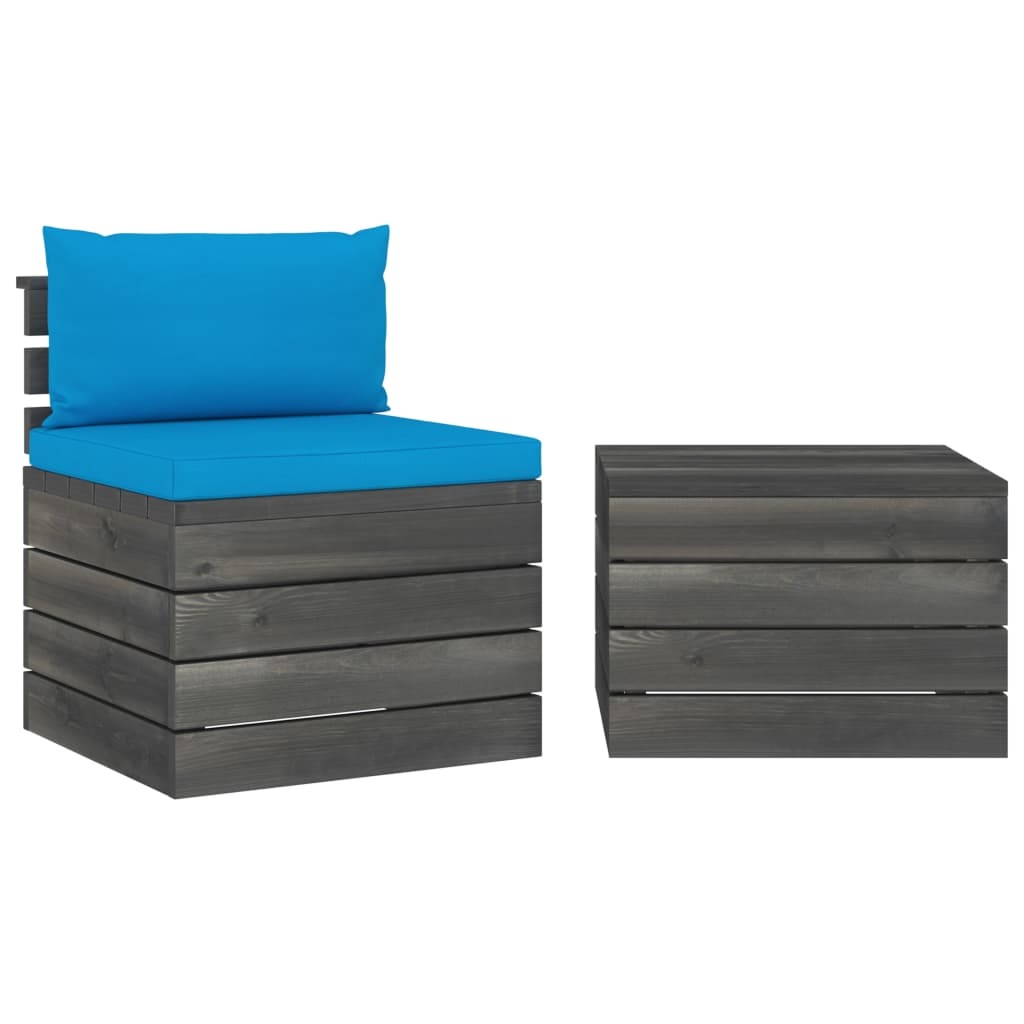 VidaXL 2-delige Loungeset met kussens pallet massief grenenhout