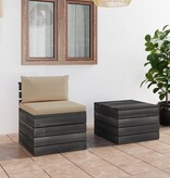 VidaXL 2-delige Loungeset met kussens pallet massief grenenhout
