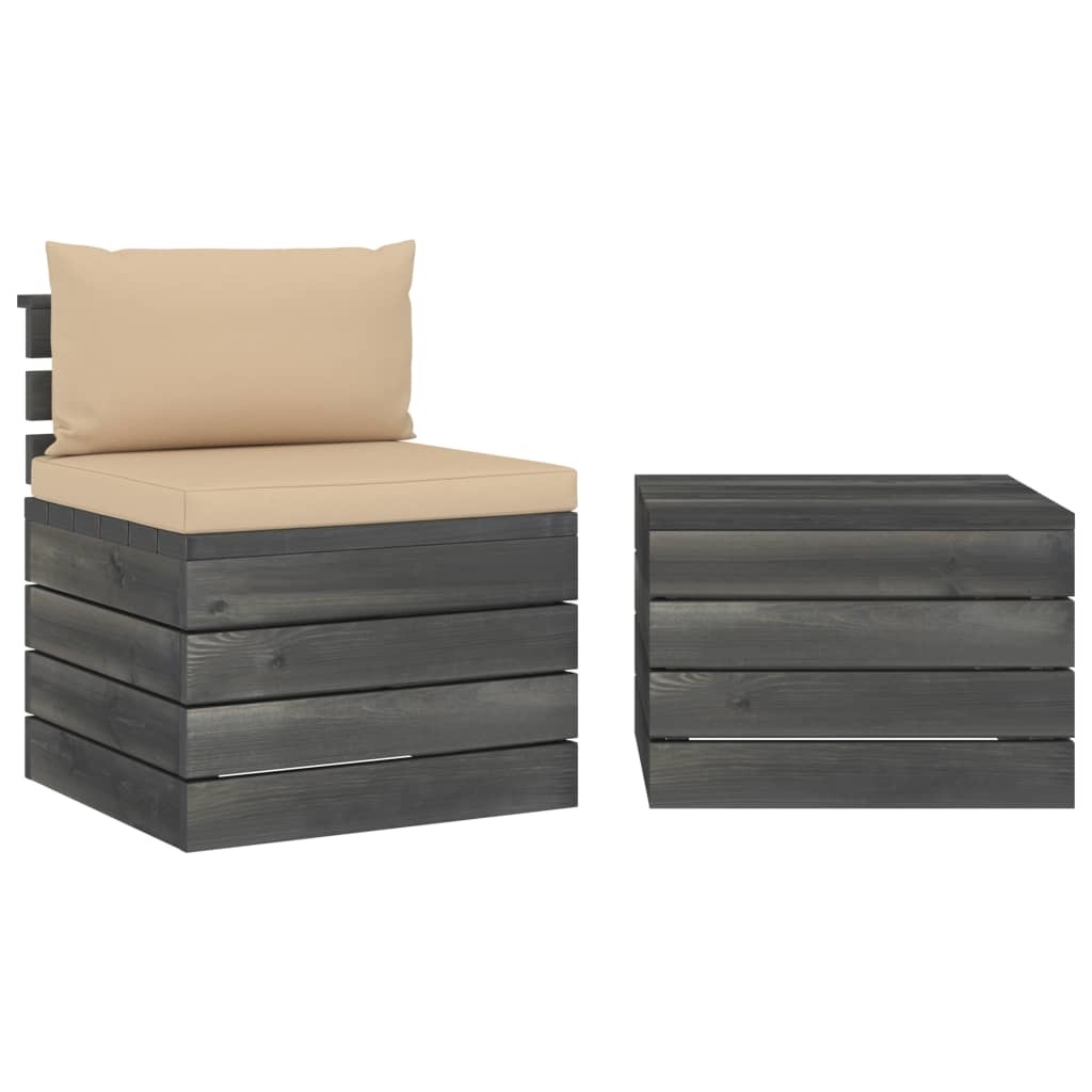 VidaXL 2-delige Loungeset met kussens pallet massief grenenhout