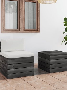 VidaXL 2-delige Loungeset met kussens pallet massief grenenhout