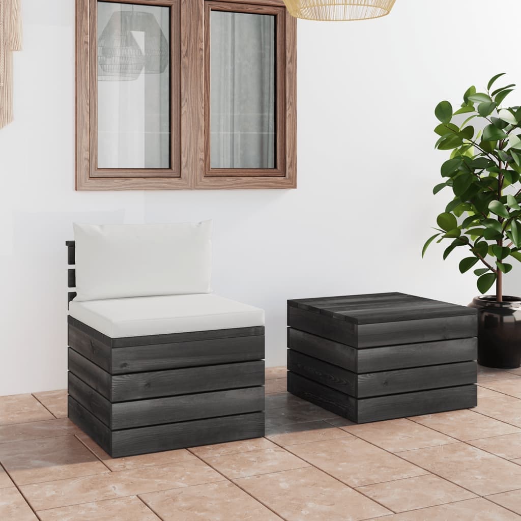 VidaXL 2-delige Loungeset met kussens pallet massief grenenhout