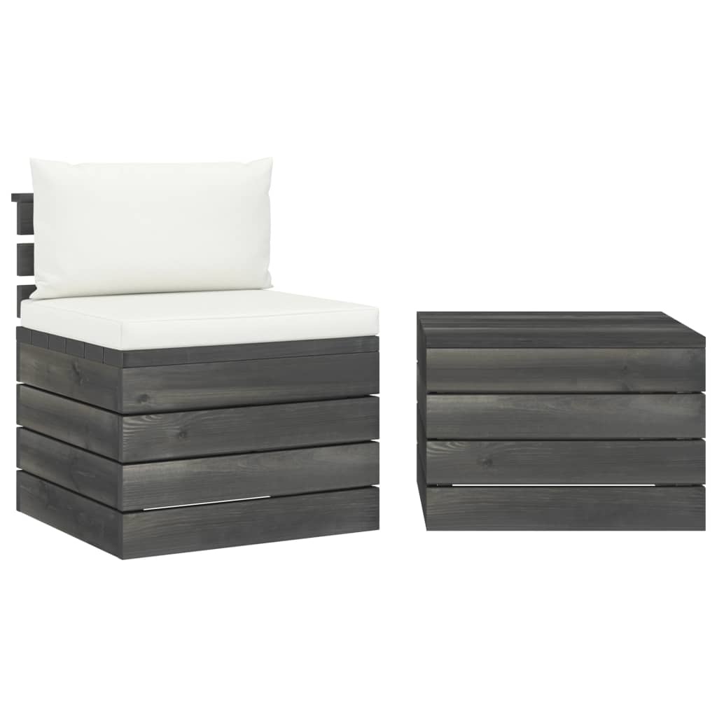 VidaXL 2-delige Loungeset met kussens pallet massief grenenhout