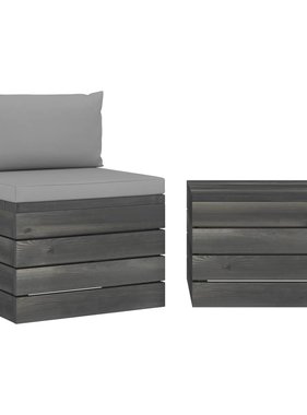 VidaXL 2-delige Loungeset met kussens pallet massief grenenhout