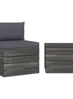 VidaXL 2-delige Loungeset met kussens pallet massief grenenhout