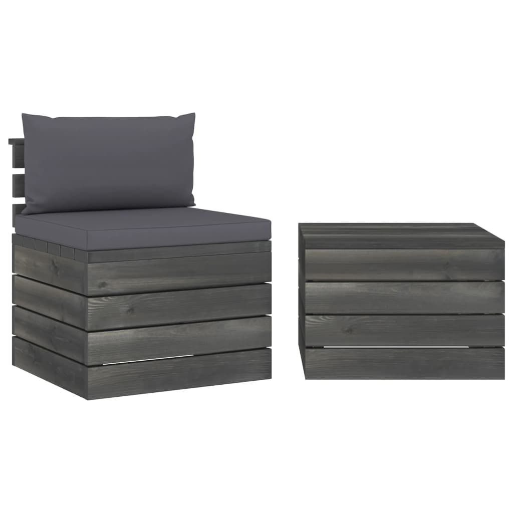 VidaXL 2-delige Loungeset met kussens pallet massief grenenhout