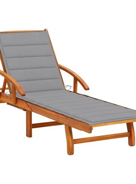 VidaXL Ligbed met kussen massief acaciahout