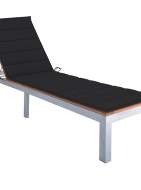 VidaXL Ligbed met kussen massief acaciahout en gegalvaniseerd staal