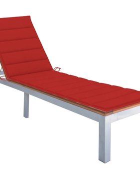 VidaXL Ligbed met kussen massief acaciahout en gegalvaniseerd staal