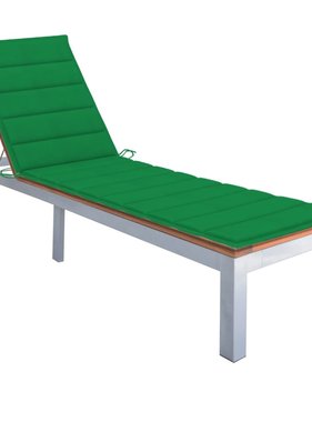 VidaXL Ligbed met kussen massief acaciahout en gegalvaniseerd staal