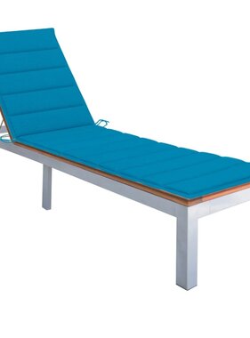 VidaXL Ligbed met kussen massief acaciahout en gegalvaniseerd staal