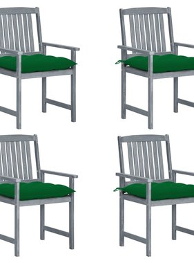 VidaXL Regisseursstoelen 4 st met kussens massief acaciahout grijs