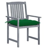 VidaXL Regisseursstoelen 4 st met kussens massief acaciahout grijs