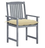 VidaXL Regisseursstoelen 4 st met kussens massief acaciahout grijs
