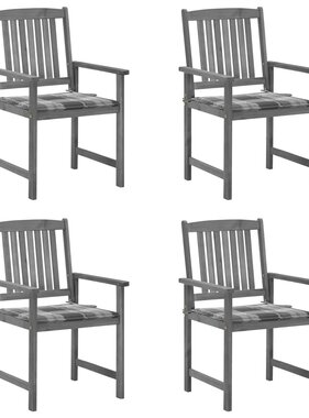 VidaXL Regisseursstoelen 4 st met kussens massief acaciahout grijs