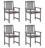 VidaXL Regisseursstoelen 4 st met kussens massief acaciahout grijs