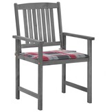 VidaXL Regisseursstoelen 4 st met kussens massief acaciahout grijs