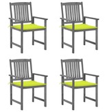 VidaXL Regisseursstoelen 4 st met kussens massief acaciahout grijs