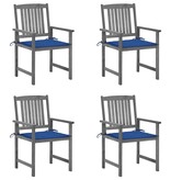 VidaXL Regisseursstoelen 4 st met kussens massief acaciahout grijs