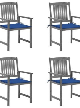 VidaXL Regisseursstoelen 4 st met kussens massief acaciahout grijs
