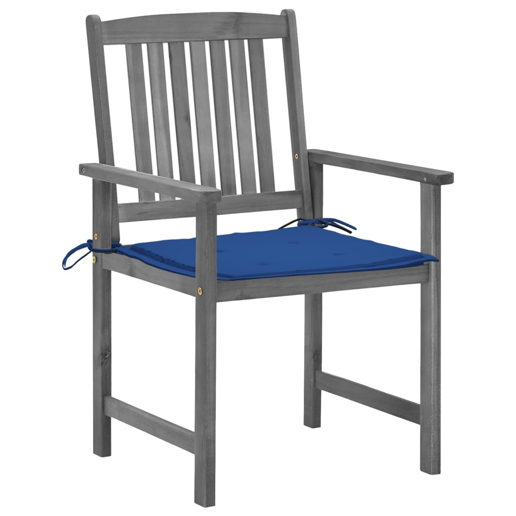 VidaXL Regisseursstoelen 4 st met kussens massief acaciahout grijs