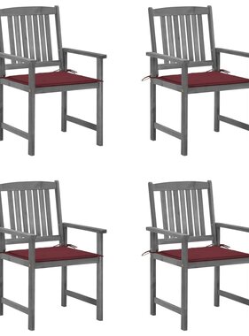 VidaXL Regisseursstoelen 4 st met kussens massief acaciahout grijs