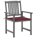 VidaXL Regisseursstoelen 4 st met kussens massief acaciahout grijs