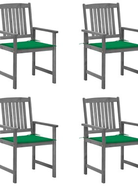 VidaXL Regisseursstoelen 4 st met kussens massief acaciahout grijs