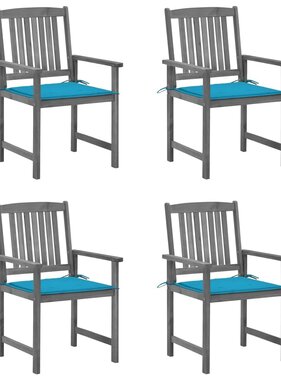 VidaXL Regisseursstoelen 4 st met kussens massief acaciahout grijs