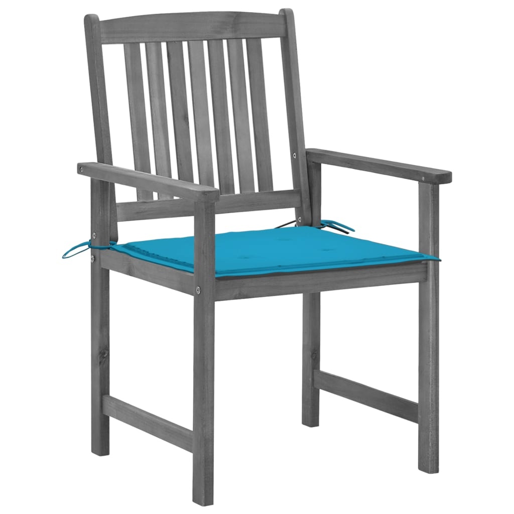 VidaXL Regisseursstoelen 4 st met kussens massief acaciahout grijs
