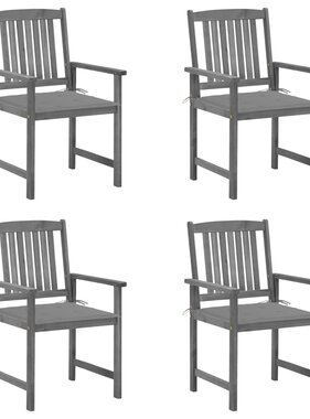 VidaXL Regisseursstoelen 4 st met kussens massief acaciahout grijs