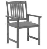 VidaXL Regisseursstoelen 4 st met kussens massief acaciahout grijs