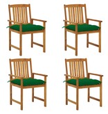 VidaXL Regisseursstoelen 4 st met kussens massief acaciahout