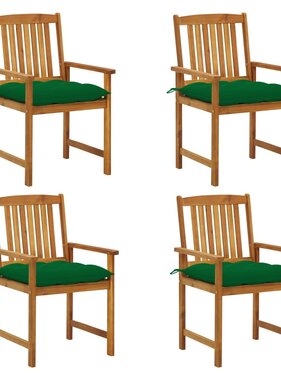 VidaXL Regisseursstoelen 4 st met kussens massief acaciahout