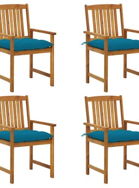 VidaXL Regisseursstoelen 4 st met kussens massief acaciahout