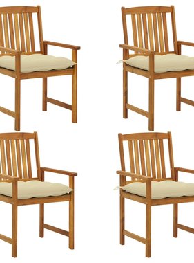 VidaXL Regisseursstoelen 4 st met kussens massief acaciahout