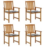 VidaXL Regisseursstoelen 4 st met kussens massief acaciahout