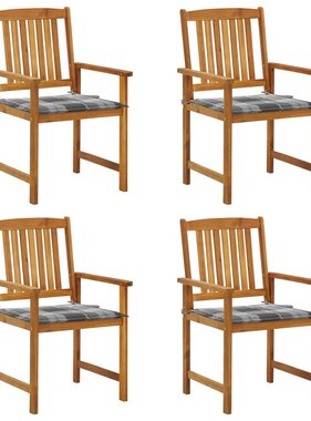 VidaXL Regisseursstoelen 4 st met kussens massief acaciahout