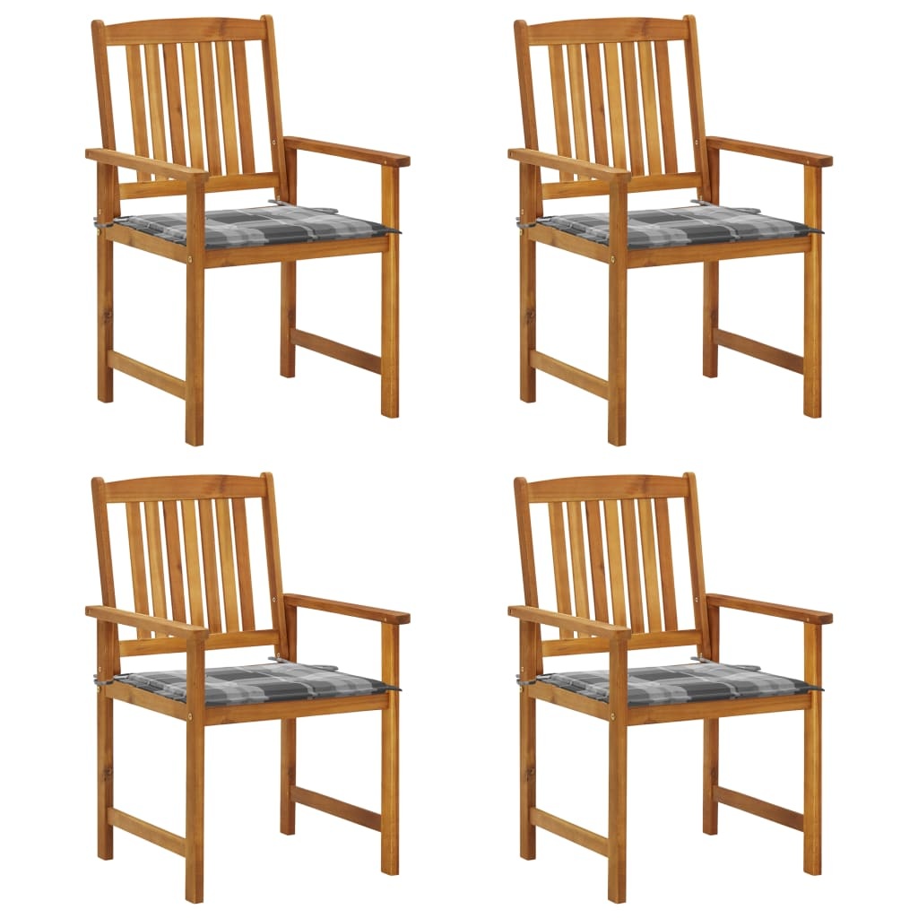 VidaXL Regisseursstoelen 4 st met kussens massief acaciahout