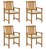 VidaXL Regisseursstoelen 4 st met kussens massief acaciahout
