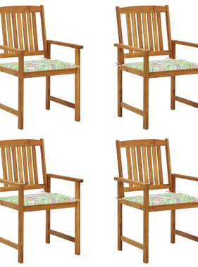 VidaXL Regisseursstoelen 4 st met kussens massief acaciahout