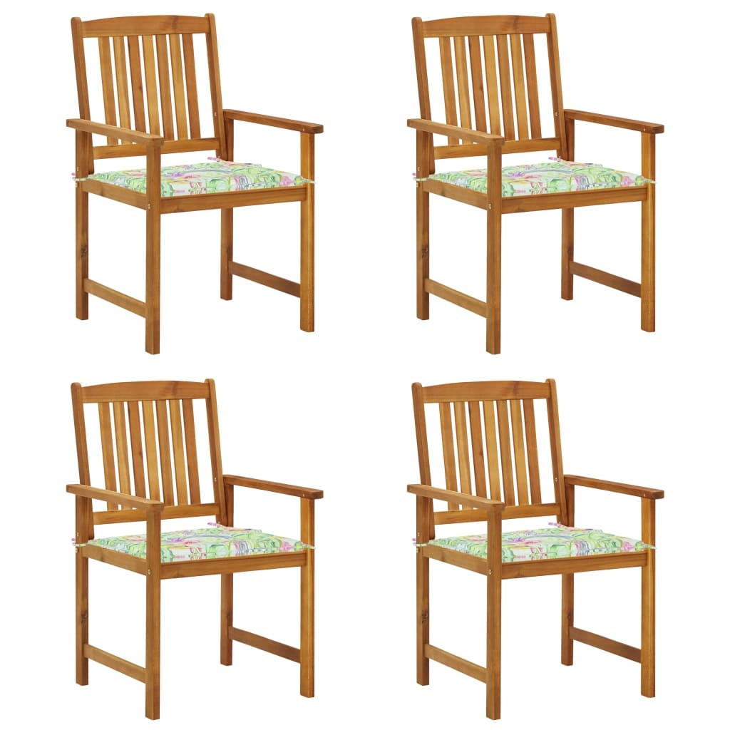 VidaXL Regisseursstoelen 4 st met kussens massief acaciahout