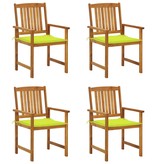 VidaXL Regisseursstoelen 4 st met kussens massief acaciahout