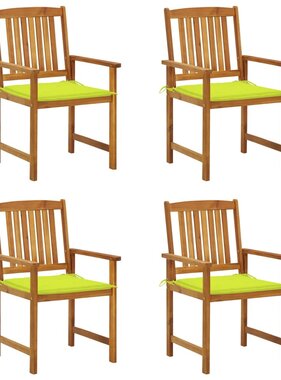 VidaXL Regisseursstoelen 4 st met kussens massief acaciahout
