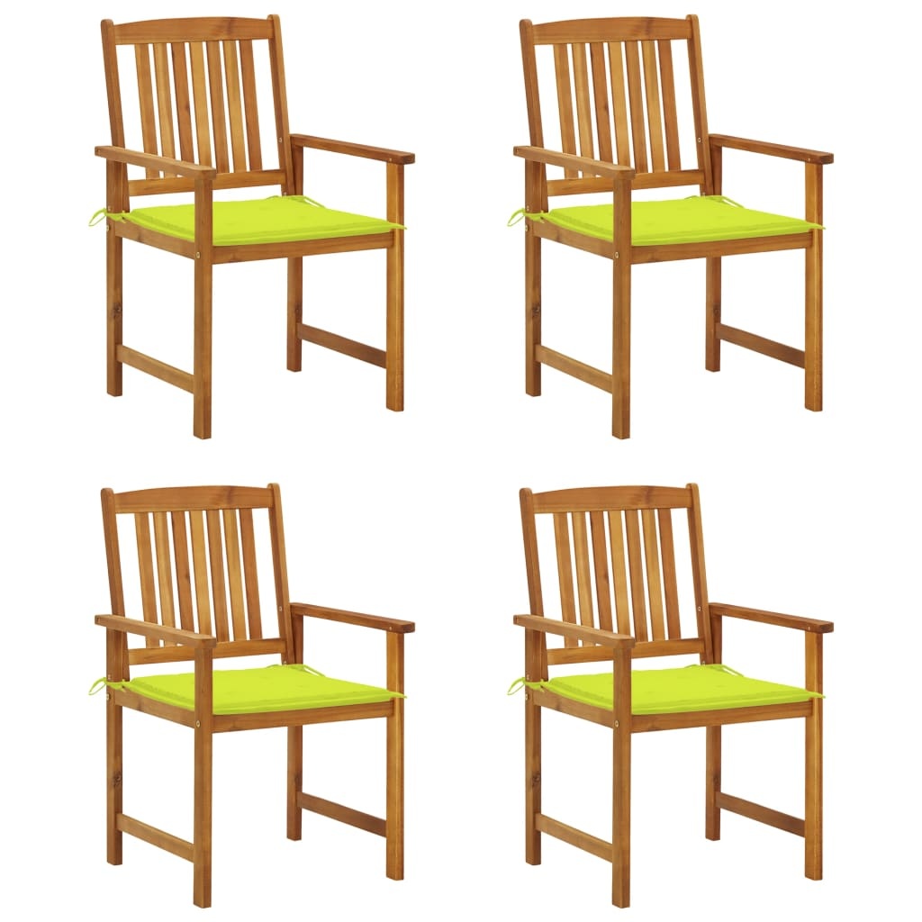 VidaXL Regisseursstoelen 4 st met kussens massief acaciahout