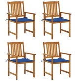 VidaXL Regisseursstoelen 4 st met kussens massief acaciahout
