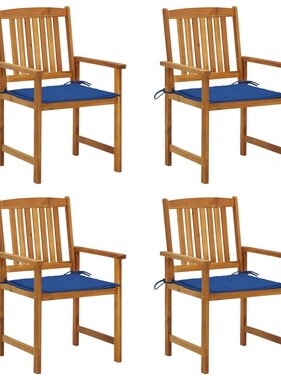 VidaXL Regisseursstoelen 4 st met kussens massief acaciahout