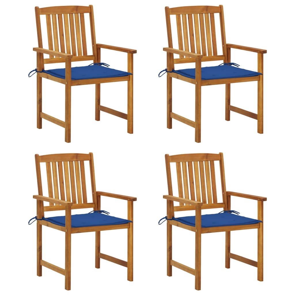 VidaXL Regisseursstoelen 4 st met kussens massief acaciahout