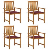 VidaXL Regisseursstoelen 4 st met kussens massief acaciahout